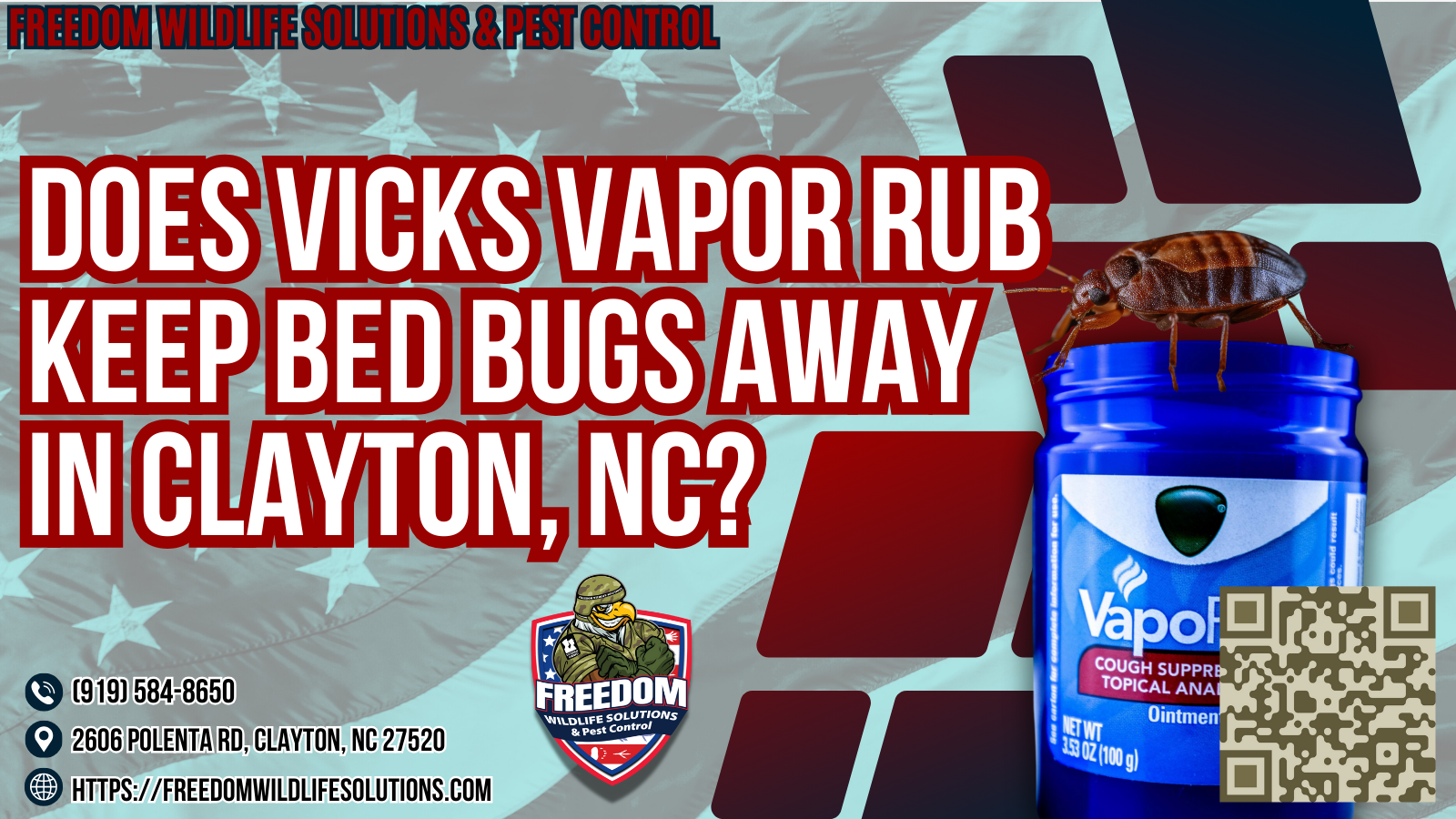 Does Vicks Vapor rub Keep Bed Bugs Away in Clayton, NC.