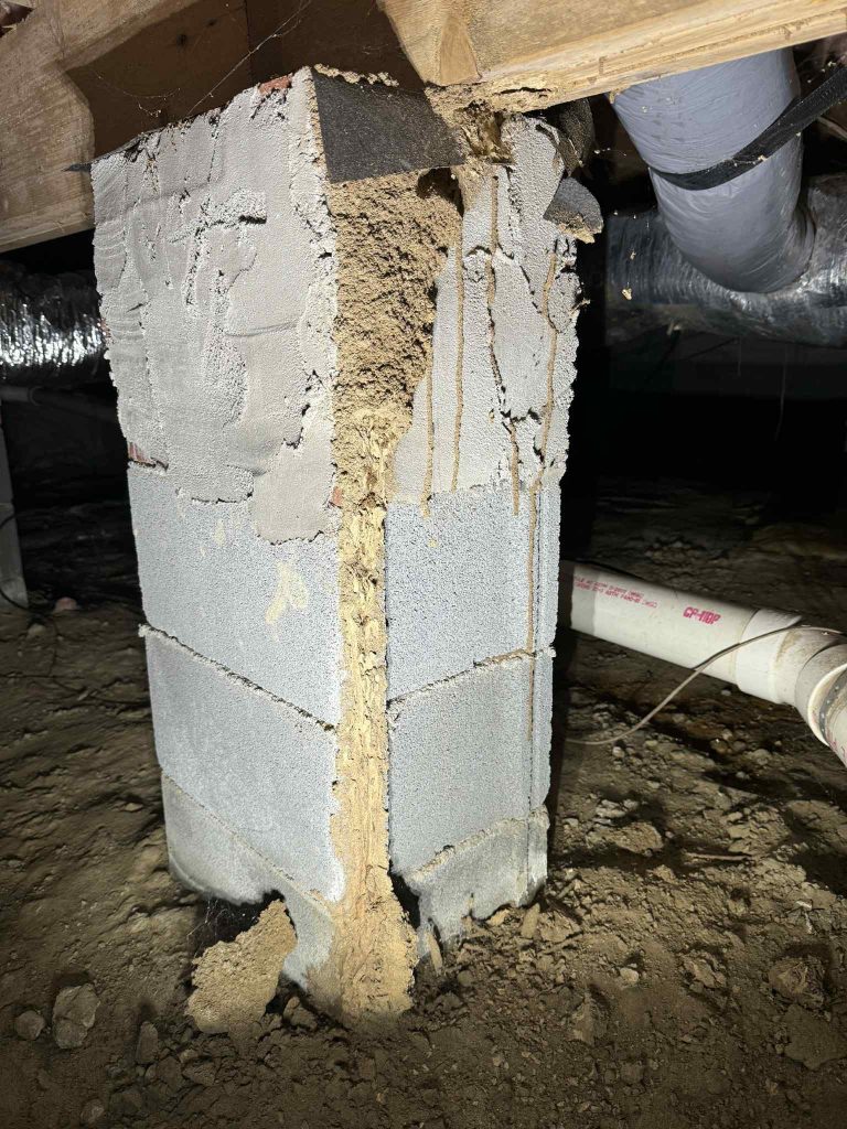 Evidence of termites during termite inspection